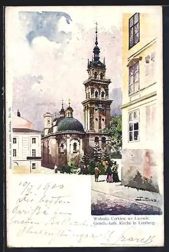 Künstler-AK Lemberg-Lwow, Walachische Kirche