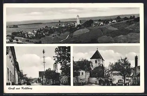 AK Kohlberg / Oberpfalz, Strassenpartie, Kirche, Gesamtansicht