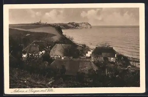 AK Vitte / Rügen, Ortsansicht mit Blick aufs Meer