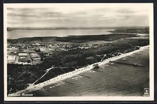 AK Koserow, Ortsansicht und Strandpartie vom Flugzeug aus