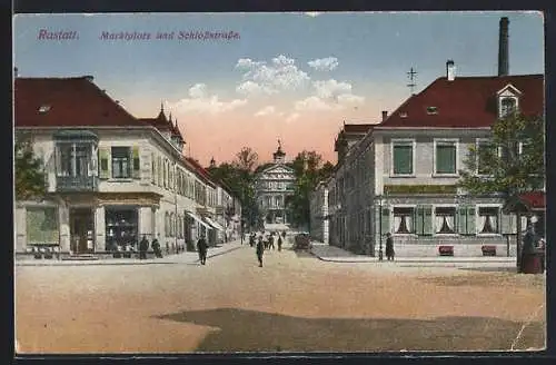 AK Rastatt, Marktplatz und Schlossstrasse