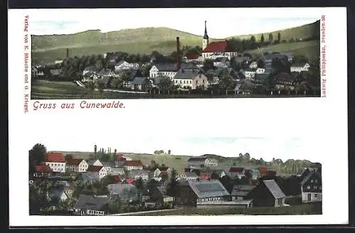 AK Cunewalde, Teilansicht mit Kirche
