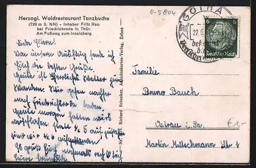 AK Friedrichroda i. Thür., Waldcafé Tanzbuche