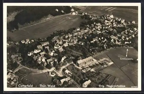 AK Catterfeld / Thür. Wald, Gesamtansicht vom Flugzeug aus mit Gasthaus Schillershöhe