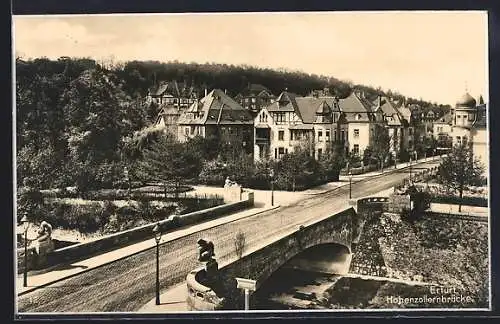 AK Erfurt, Blick auf die Hohenzollernbrücke