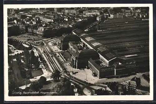 AK Leipzig, Fliegeraufnahme vom Hauptbahnhof
