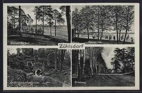 AK Zühlsdorf, Dorfansicht, Rahmer See, Briese Schlagbrücke, Birkenweg