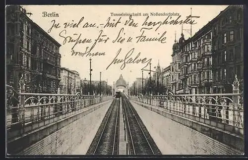 AK Berlin-Schöneberg, Tunneleinschnitt d. U-Bahn am Nollendorfplatz