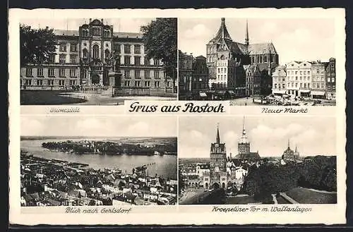 AK Rostock, Universität, Neuer Markt, Kroepeliner Tor m. Wallanlagen