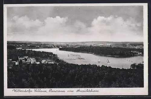 AK Woltersdorf / Mark, Woltersdorfer Schleuse, Panorama vom Aussichtsturm