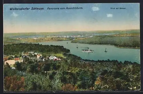 AK Woltersdorf / Mark, Panorama vom Aussichtsturm aus gesehen, Blick nach Erkner