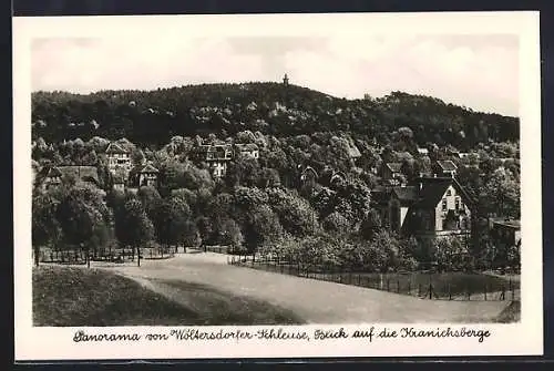 AK Woltersdorf / Mark, Teilansicht mit Blick auf die Kranichsberge