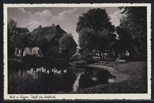 AK Wiek / Rügen, Idyll am Dorfteich