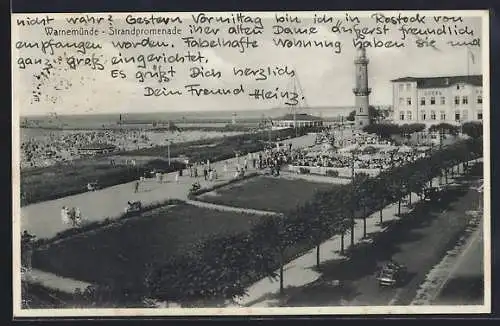 AK Warnemünde, Strandpromenade aus der Vogelschau