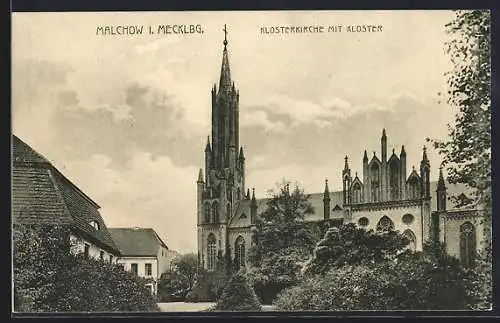 AK Malchow / Mecklenburg, Klosterkirche mit Kloster