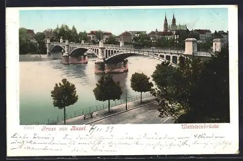 AK Basel, Blick auf die Wettersteinbrücke