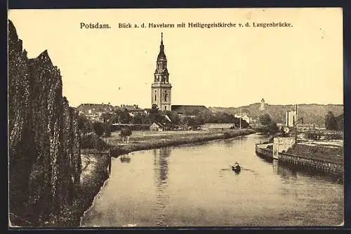 AK Potsdam, Blick auf den Havelarm mit Heiliggeistkirche v.d. Langenbrücke
