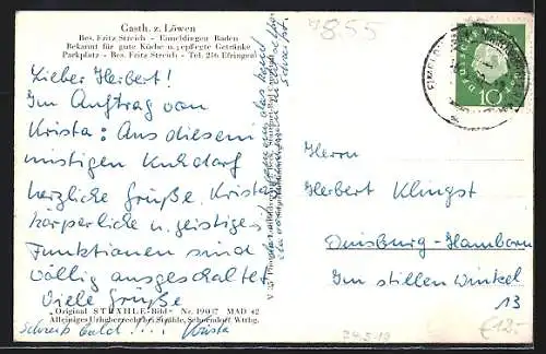 AK Eimeldingen, Gasth. z. Löwen v. F. Streich, Ortspanorama