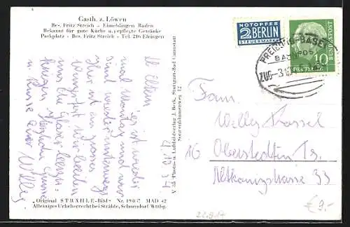 AK Eimeldingen, Gasth. z. Löwen v. F. Streich, Ortspanorama