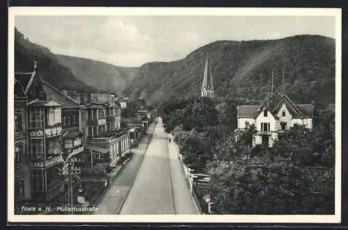 AK Thale / Harz, Strassenpartie aus der Vogelschau