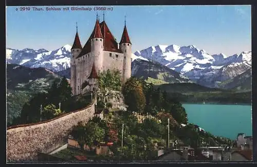 AK Thun, Schlossblick mit Blümlisalp