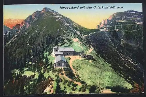 AK Herzogstand mit Unterkunftshäusern