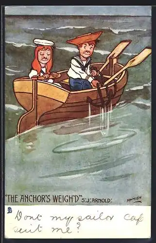 Künstler-AK Hamish: the anchor`s weigh`d, S. J. Arnold, Kinder im Boot