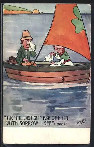 Künstler-AK Hamish: Paar im Segelboot