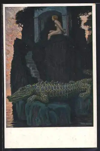Künstler-AK sign. Paul Weiss: Gefangene Andromeda
