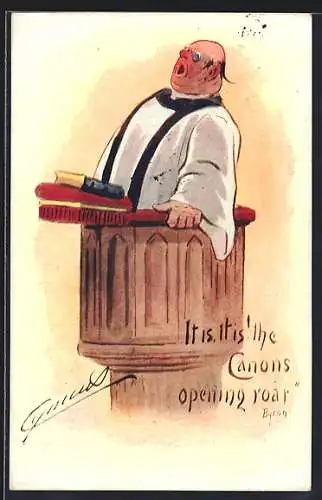 Künstler-AK sign. Cynicus: Byron: It is It is the Canons opening roar