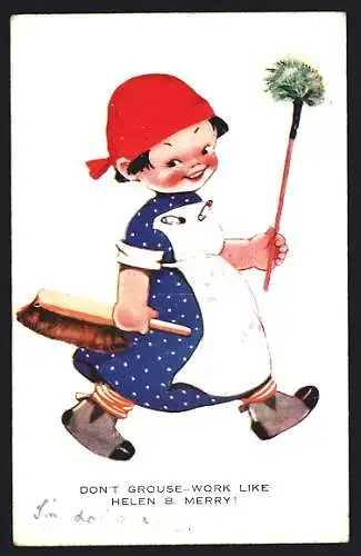 Künstler-AK Mabel Lucie Attwell: Don`t grouse - work like Helen B. Merry