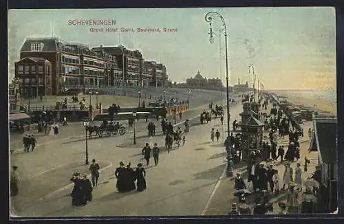 AK Scheveningen, Grand Hôtel, Garni, Boulevard, Strand