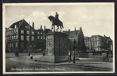 AK Den Haag, Buitenhof, Standbeeld Koning Willem II.