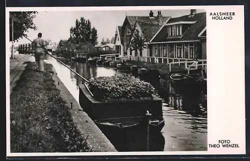 AK Aalsmeer, Uferpartie mit Booten