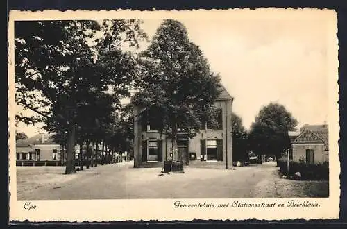 AK Epe, Gemeentehuis met Stationsstraat en Brinklaan