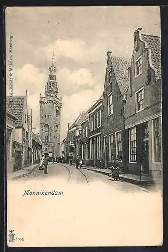 AK Monnikendam, Strassenpartie mit Kirche