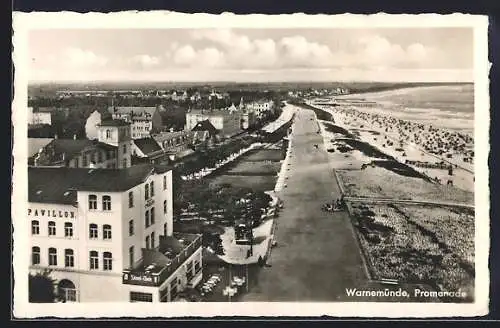 AK Warnemünde, Promenade aus der Vogelschau