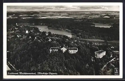 AK Waldsieversdorf /Märkische Schweiz, Ortsansicht vom Flugzeug aus