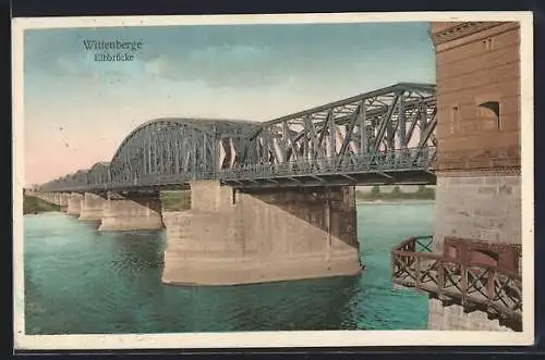 AK Wittenberge, Elbbrücke mit Flusspartie