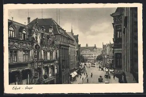 AK Erfurt, Anger mit Strassenverkehr, Autos und Passanten