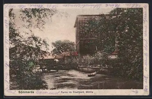 AK Sömmerda, Partie im Stadtpark mit Mühle