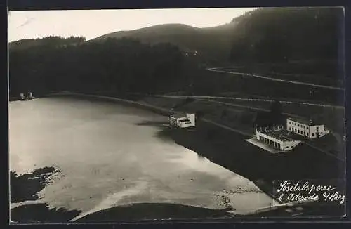 AK Osterode a. Harz, Sösetalsperre mit Gebäuden und Panorama