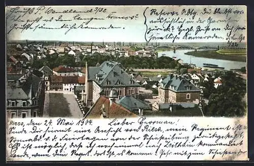 AK Riesa, Ortspartie aus der Vogelschau