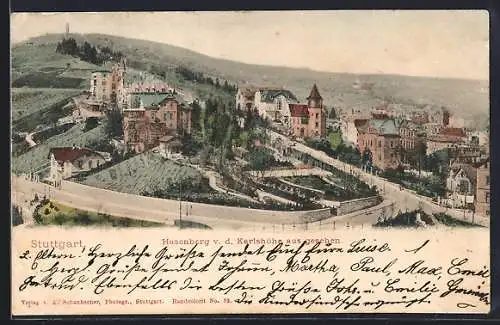 AK Stuttgart, Hasenberg von der Karlshöhe aus gesehen