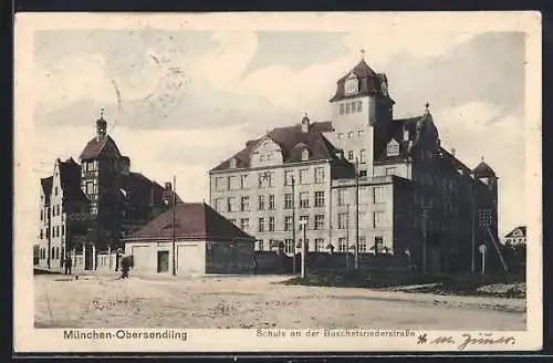 AK München-Obersendling, Schule an der Boschetsriederstrasse, mit Nachbargebäude