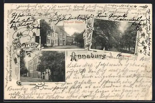 AK Annaburg, Fabrik, Torgauer Strasse, Promenade