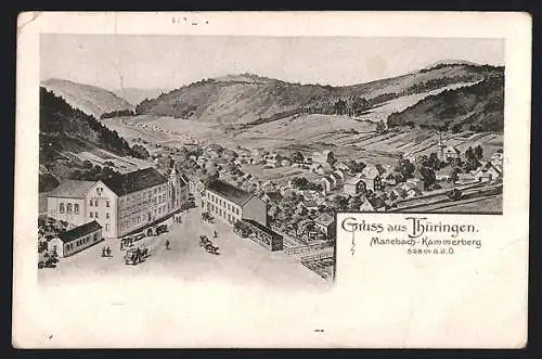 AK Manebach-Kammerberg, Ortsansicht mit Gasthof