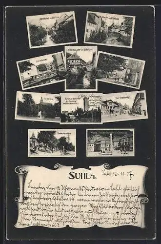 AK Suhl i. Th., Alte Häuser am Erbfluss, Steinweg, Kastanienallee