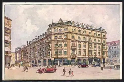Künstler-AK Dresden, Hotel Europahof, Prager- Sidonienstr.