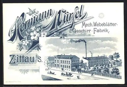 Lithographie Zittau, Mech. Webeblätter- u. Geschirr-Fabrik Hermann Würfel